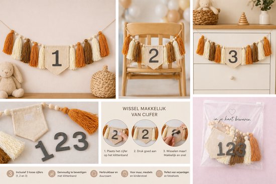 Verjaardagsslinger 3-in-1 collage in verschillende kleuren